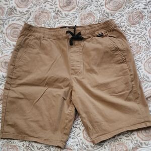 Hollister Tan Flat Front Shorts with Relaxed Fit